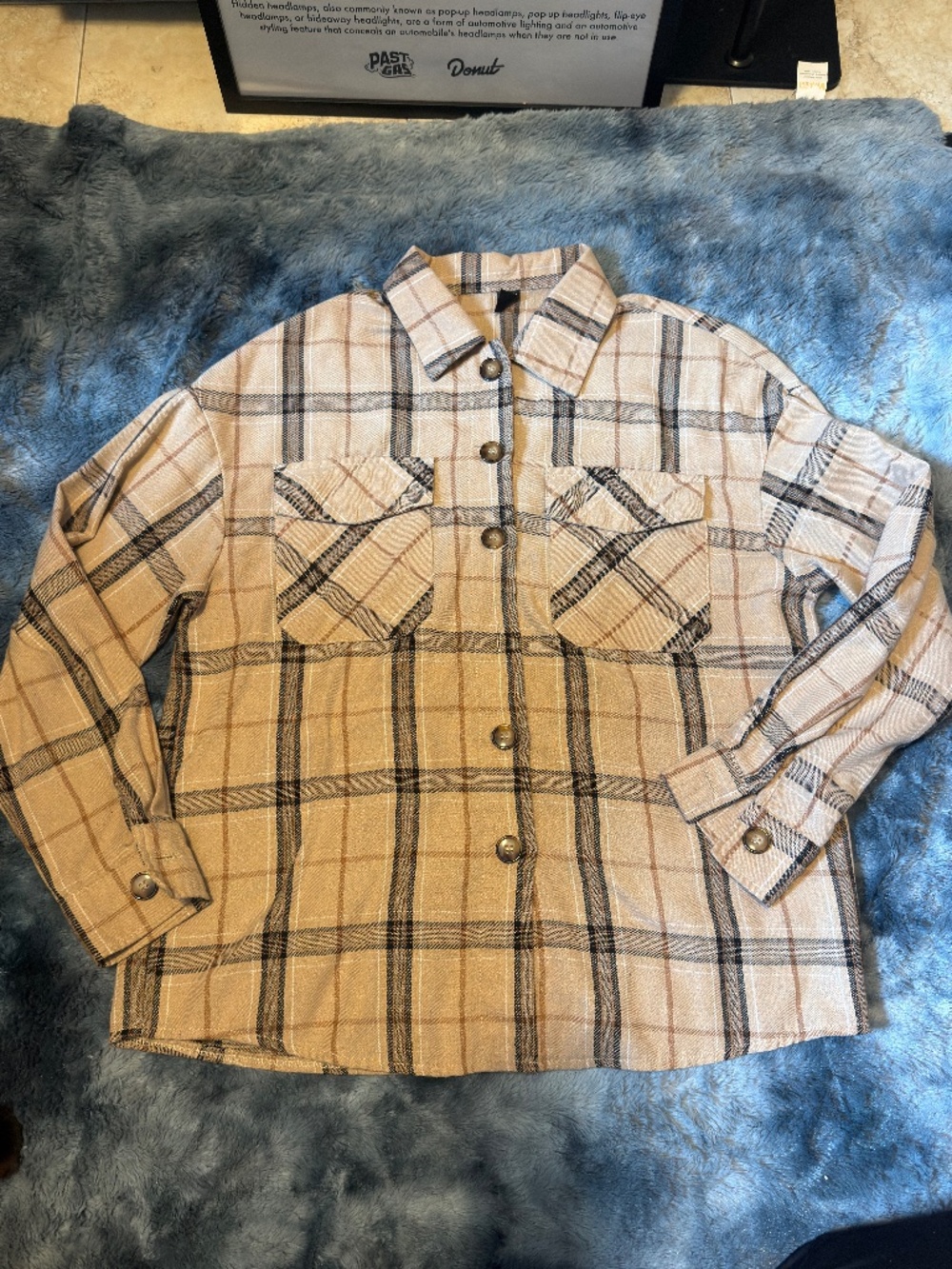 SHEIN Oversized Plaid Button-Up Shirt | Neutral Plaid